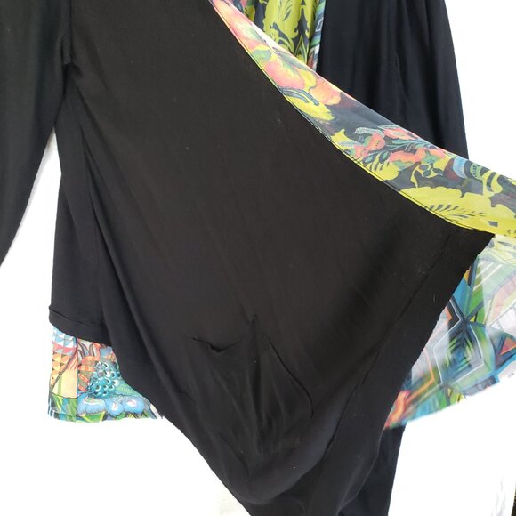 Desigual Amor Cardigan Embroidered Art-to-Wear Waterfall Draped Front size L - Picture 15 of 16